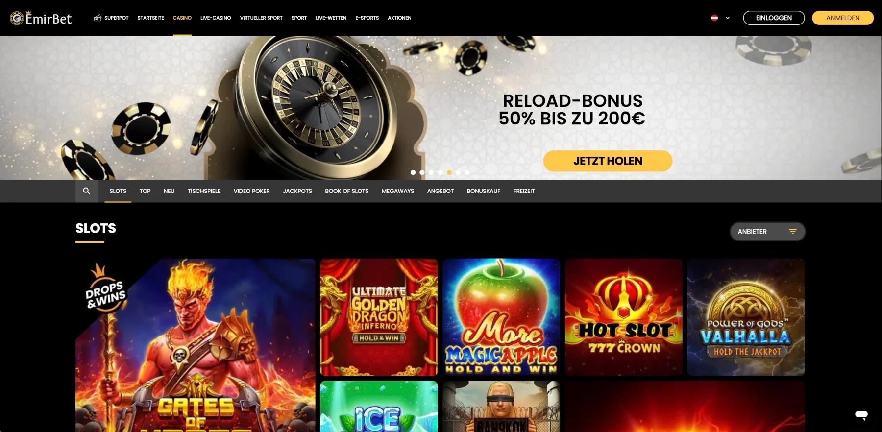 EmirBet Casino Lobby