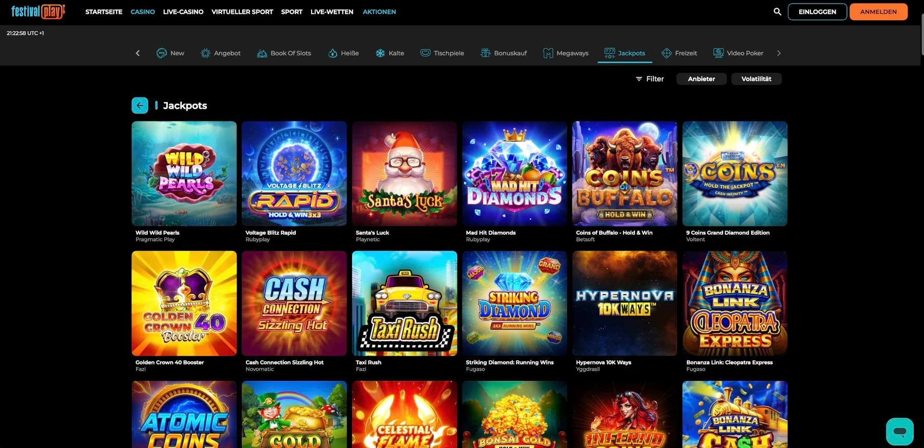 Festivalplay Casino Jackpots