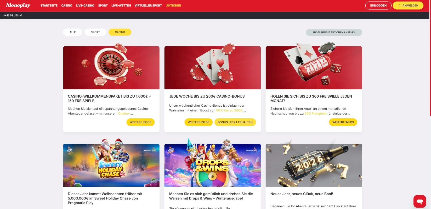 Monoplay Casino Bonus Aktionen
