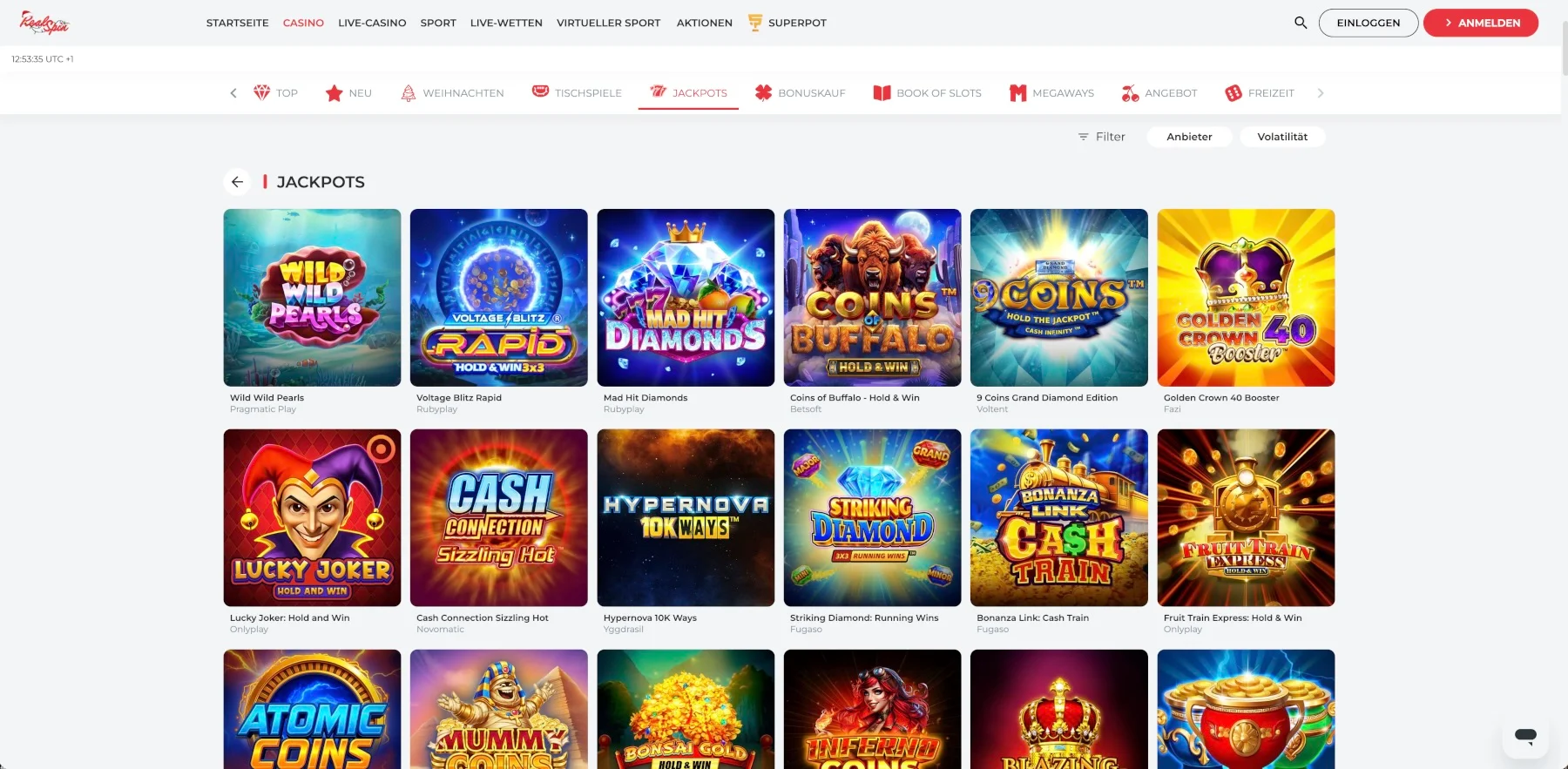 Real Spin Casino Jackpots
